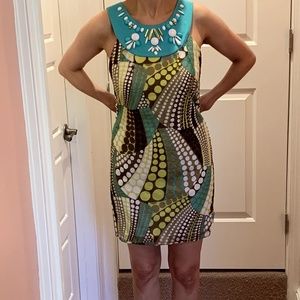 NEW Milly Cotton & Silk Print Beaded Dress, NWT